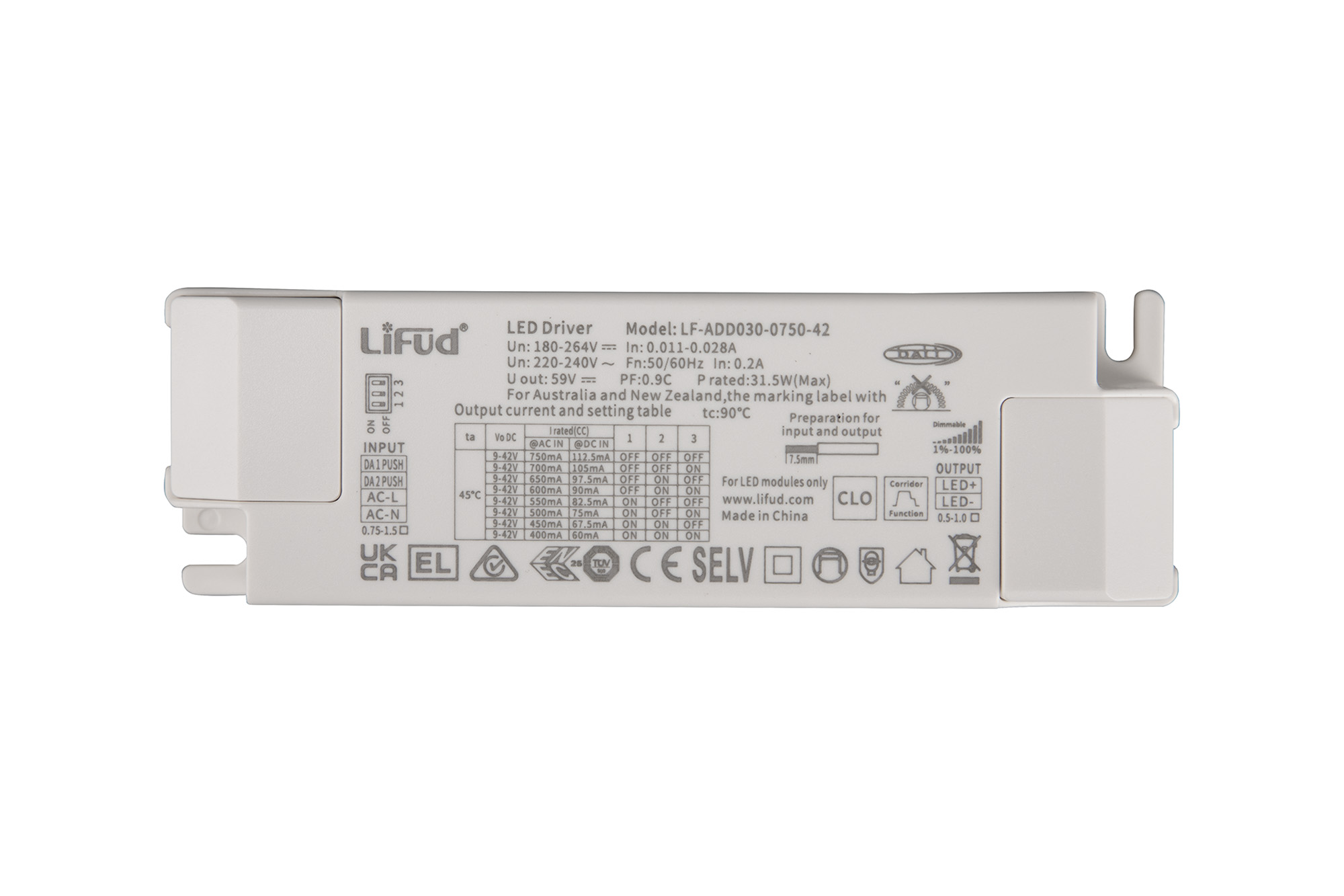 M8806  Sunset, 30W, 750mA, LED Driver, Dali Push, 5yrs Warranty